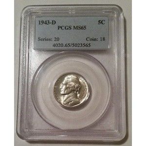 1943 D Jefferson Silver Nickel MS65 PCGS
